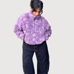 Aritzia Tna Rush Sherpa 1/2 Zip Pullover Fleece Purple Pink Size XS